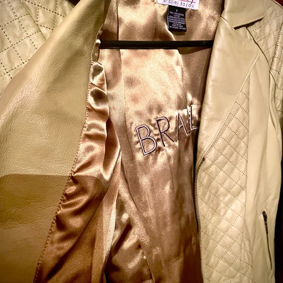 EUC genuine leather quilted lime green moto jacket size S - Picture 8 of 16